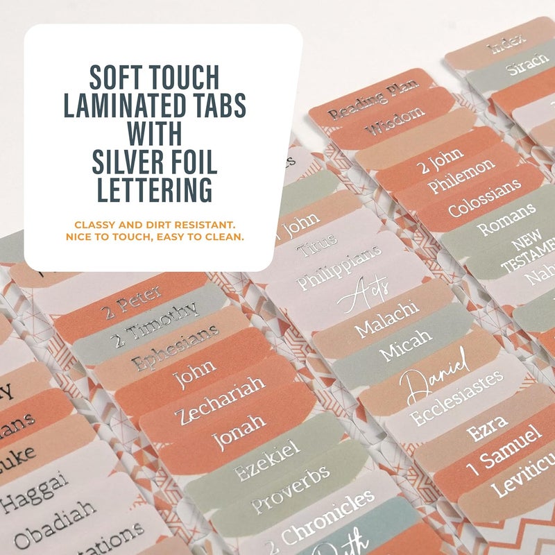 OFFILICIOUS Bible Book Tabs, 100 Soft-Touch, Laminated Bible Tabs for Holy Bible, Durable Tabs for Bible, Protestant & Catholic Bible Tabs, Pink Bible Tabs for Women - Image 4